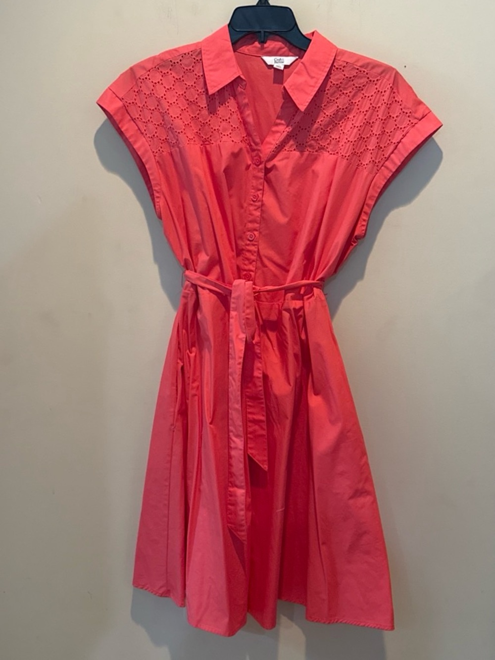 croft & barrow Coral Eyelet-Shoulder Shirt Dress